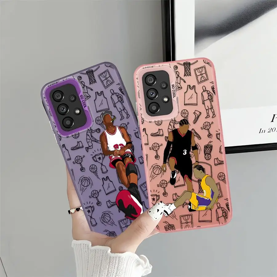 حافظة لهاتف سامسونج جالاكسي A30 A50 A04 A05 A06 A07 A72 A02 A03 A10 A20 A51 A52 A71 A54 A55 A56 غطاء الهاتف الخلفي كرة السلة الرياضة