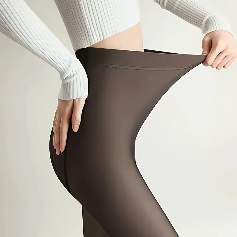 جوارب نسائية سوداء 100 جرام ناعمة ودافئة عالية الخصر طماق بلون الخريف والشتاء جوارب طويلة سوداء عالية المرونة