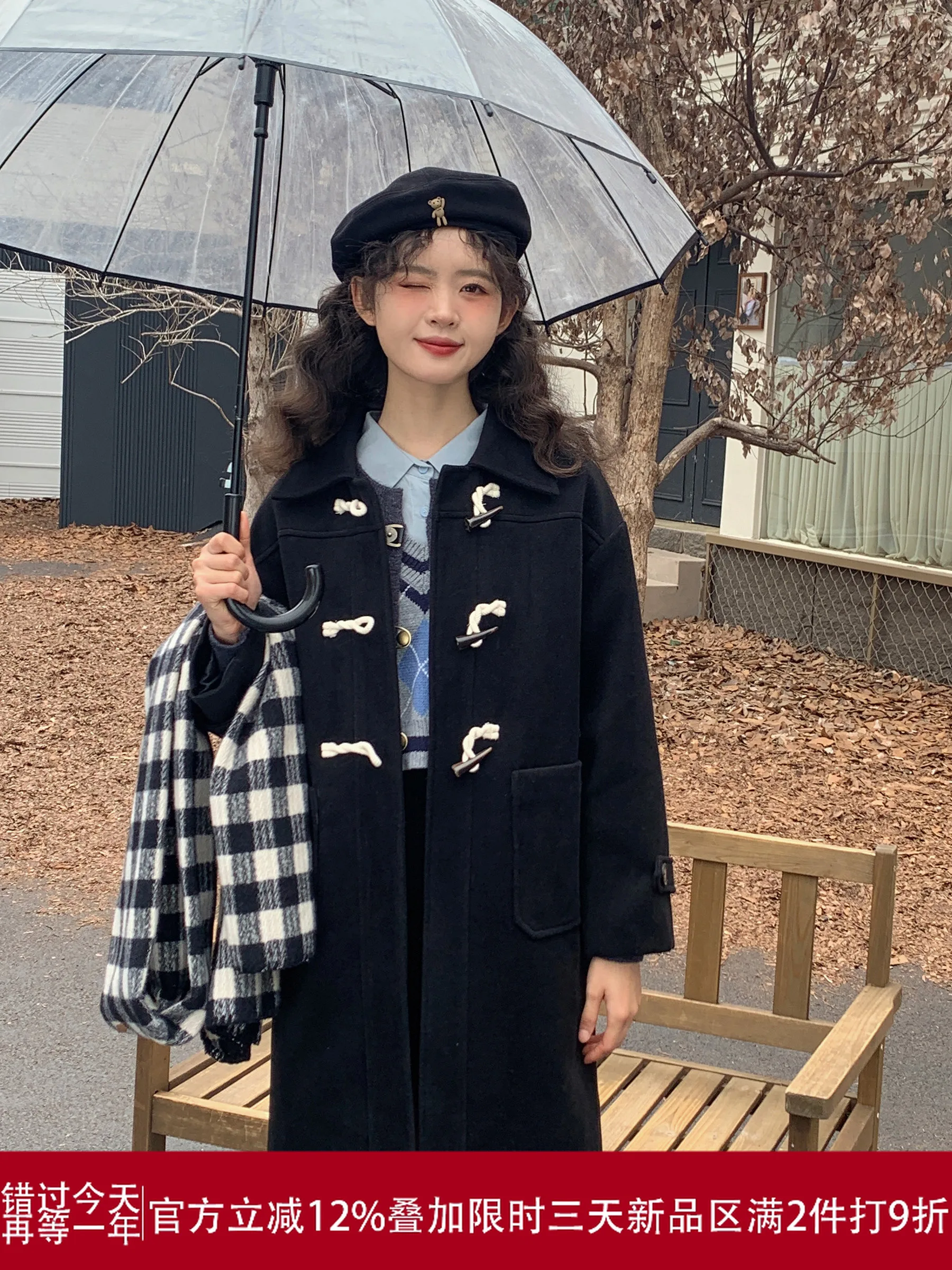 

Bla Camere Пальто из овечьей шерсти с роговими пуговицами Sweet Sle Long Sve Женская верхняя одежда для зимнего сезона Прямой крой pe