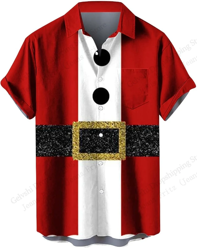 Funny Santa Claus Muscle 3D Print Hawaiian Shirt Men Women Fashion Soft Short Sleeve Christmas Shirt Men Clothing Camisas Hombre