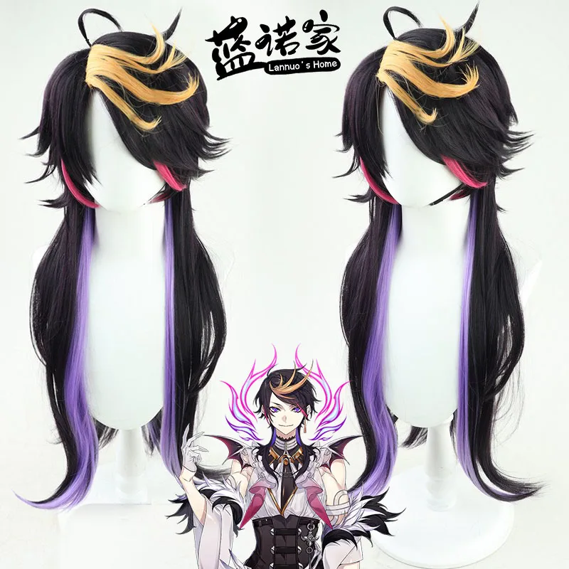 الظاهري يوتيوب Vtuber ShuYaminocos كوس شعر مستعار تأثيري هالوين كرنفال الدعائم الطرف الشعر الاصطناعية ألياف مقاومة للحرارة + غطاء شعر مستعار