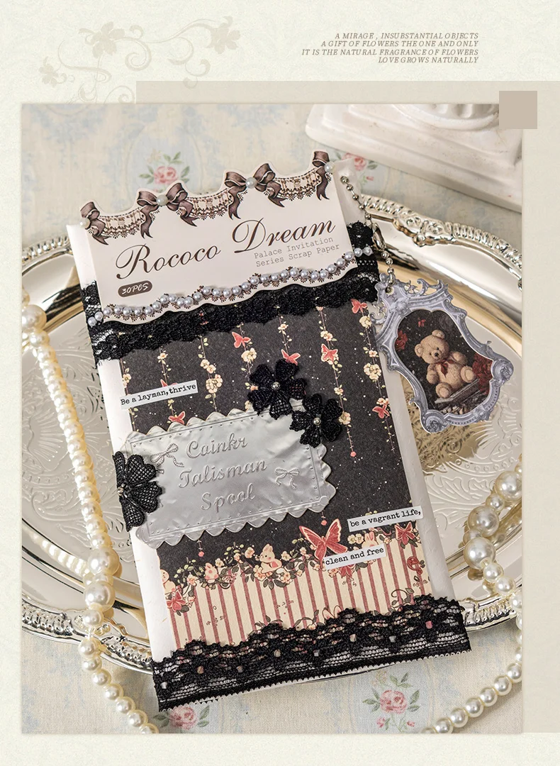 Journal GO 30 Stück Rokoko-Traum Loseblatt-Papierblock Vintage Blumenmuster Dekoratives Bastelpapier-Set für Scrapbooking Planer Journaling – Detail 12