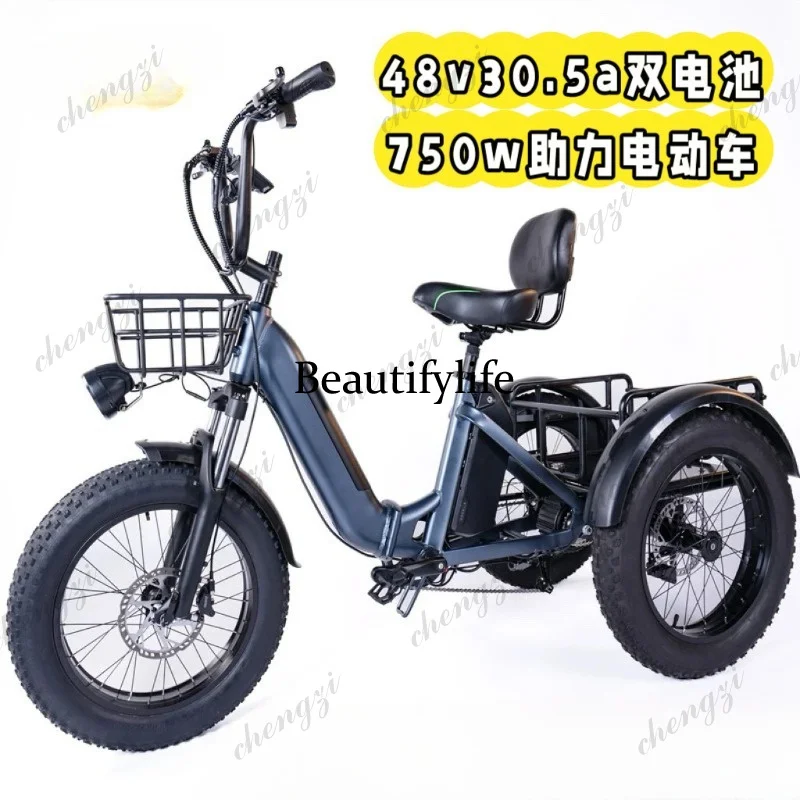 A172 electric three-wheel elderly anti-skid transportation helps electric bicycle 48v double lithium battery export version