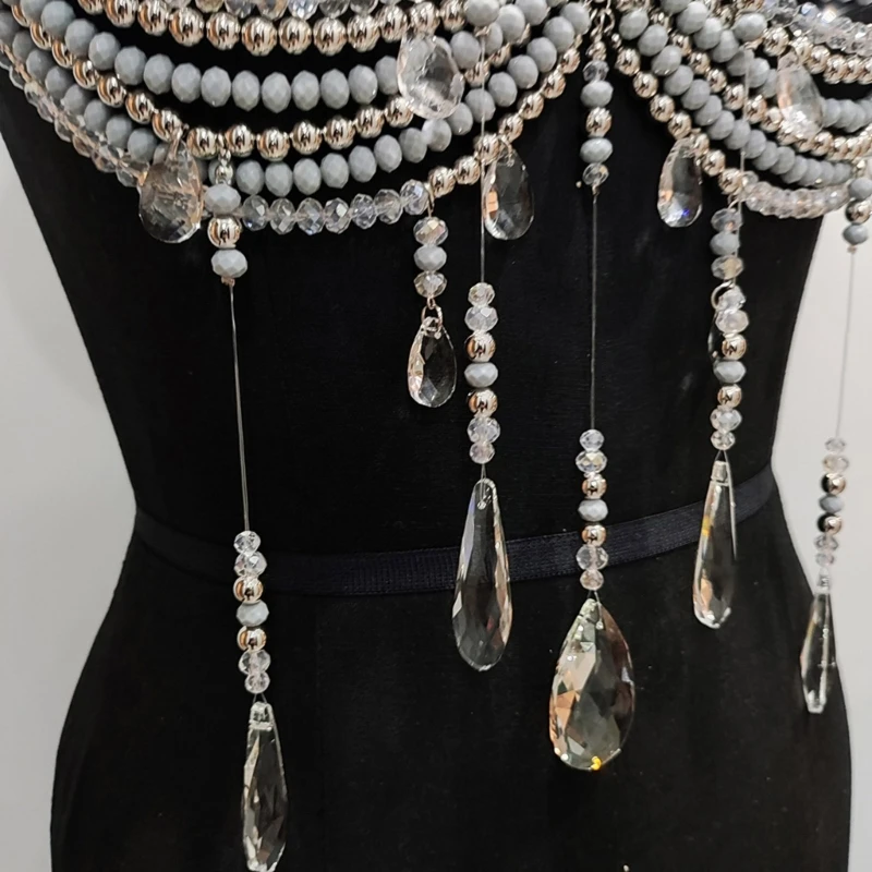 Y08C 調節可能なクリスタルビーズボディチェーンタッセルボディジュエリー取り外し可能なデザイン女性パーティーウェア重ね着アクセサリー