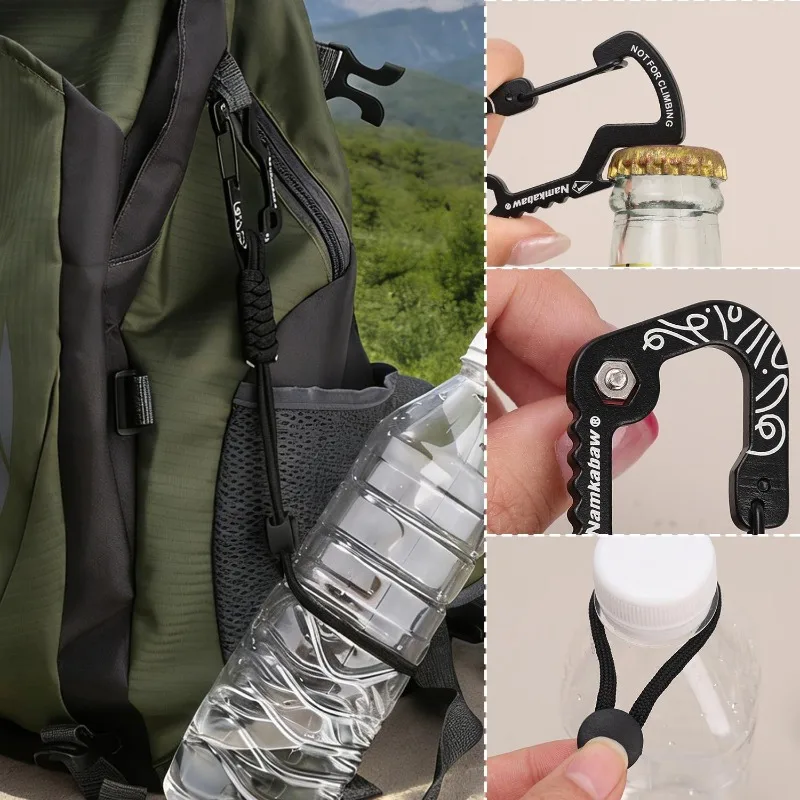 Outdoor Tactical Hook Carabiners Anti-Loss Lanyards Metal Water Bottle Clips D-Rings for Outdoor CampHiking and Emergency Gear