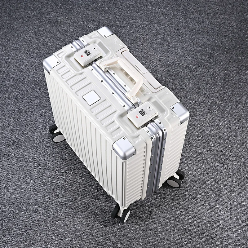 Business Aluminium Rahmen Zugstange Reise Passwort Boarding Box Gepäck High-End-Leder koffer