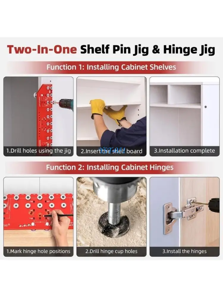 E15A MultiPurpose Cabinet Hardware Shelf Pin Jig and Hinge Jig Device Durability