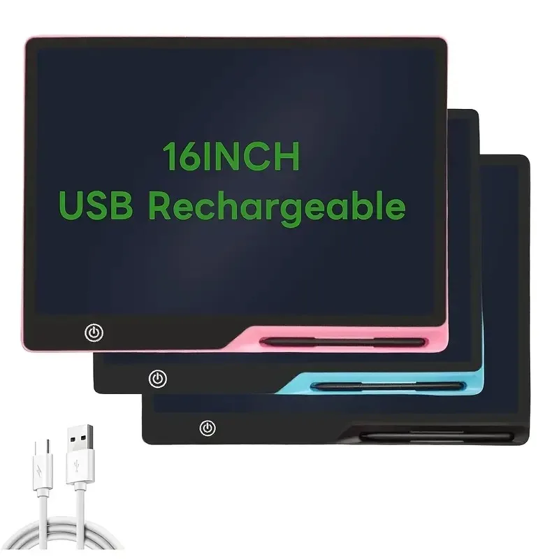 

16Inch Toddler Doodle Board Rechargeable LCD Writing Tablet Drawing Tablet, Erasable Reusable Electronic Drawing Pads for Kids