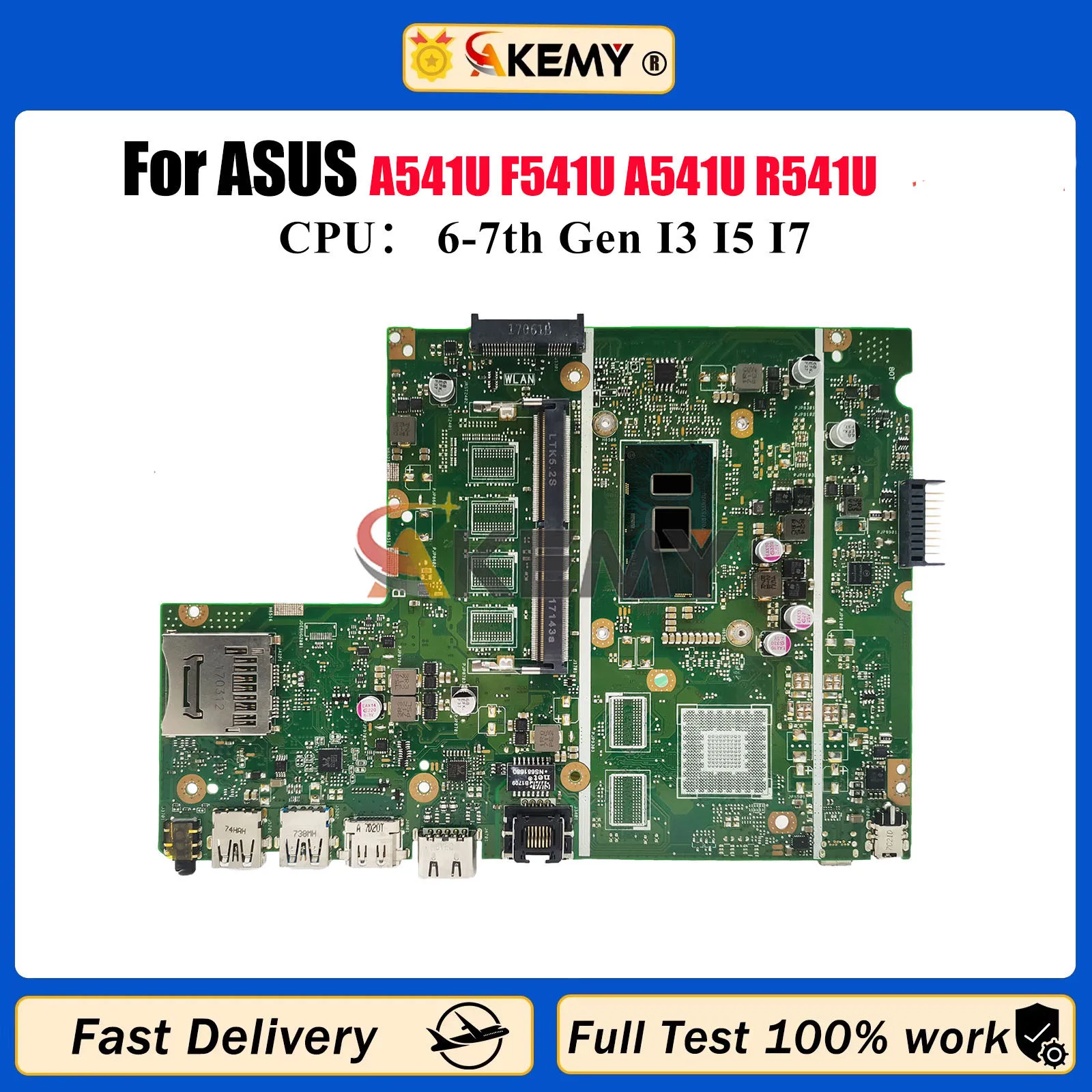 

X541UAK Материнская плата для ноутбука ASUS X541U A541U F541U A541U R541U X541UA X541UV X541UAK X541UVK X541UJ Материнская плата с процессором I3 I5 I7