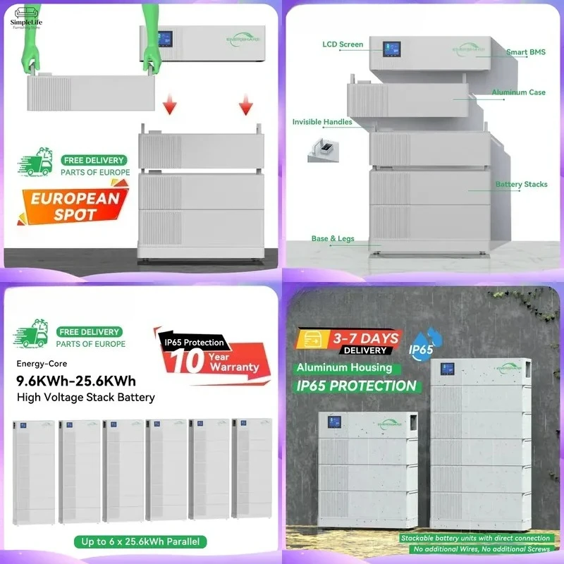 EU Stock 10KW 20KW High Voltage Lithium Ion Battery Pack Solar Energy Storage System IP65 Outdoor Indoor BMS Home Power Wall