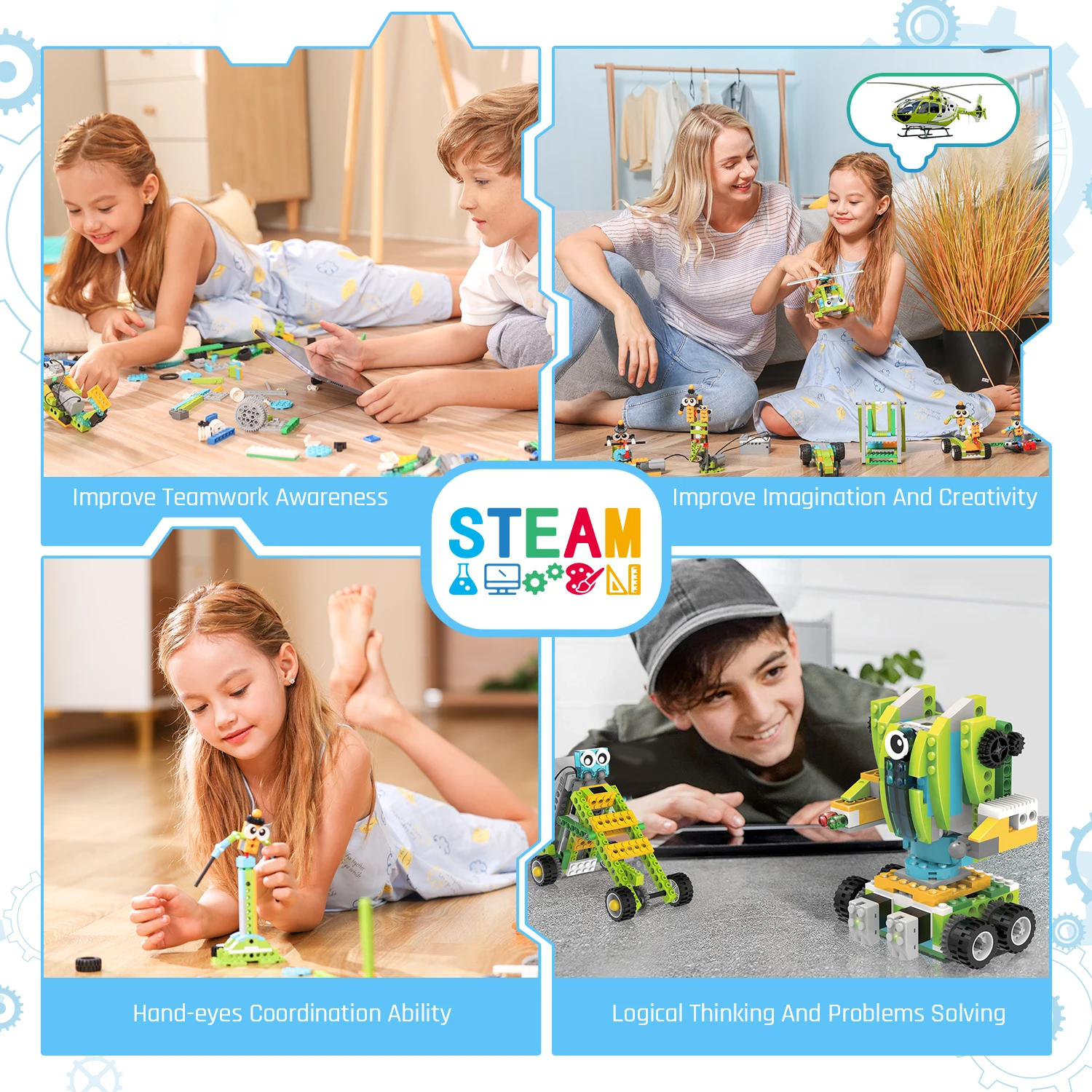 Makerzoid Premium Robot Master STEAM Coding Robotics Kit Programmable Building Blocks Set Electronic Toys for Kids 8 Plastic
