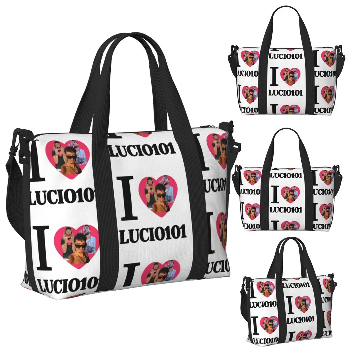 

I Love Lucio101 Пляжная дорожная сумка Большая вместительная сумка-тоут для тренажерного зала Йога Женская дорожная сумка для покупок