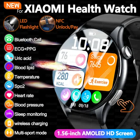 For XIAOMI 2025 New ECG+PPG Smartwatch Precise Uric Acid Blood Lipids Pressure Body Analysis Smart Watch Men BT Call NFC Watches