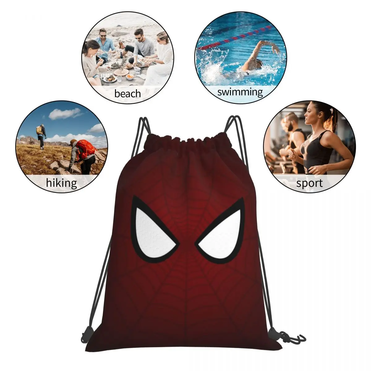 Spider Man Sports Drawstring Backpack Sport Fitness Travel Outdoor Sackpack Women And Men Large Capacity Gym Swim Beach Bags