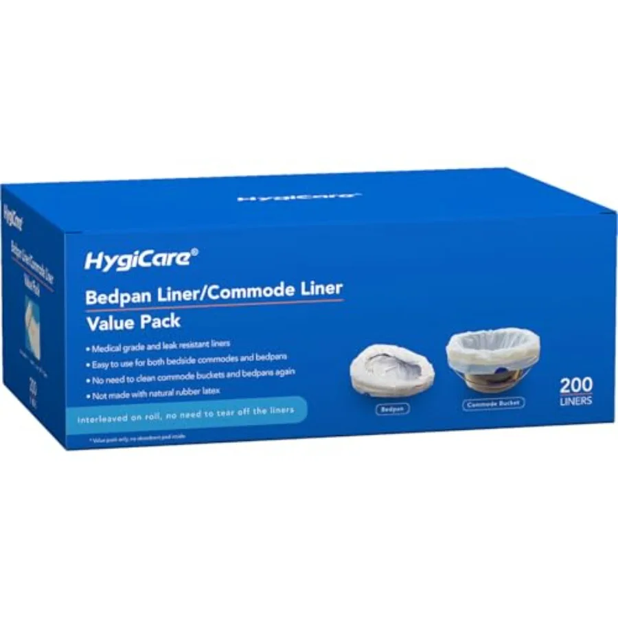 

Enlarged Bedside Commode Liners for Commode Chairs, Bed Pans, and Portable Toilets, Pre-Separated, Leakproof, Sturdy, Disposabl