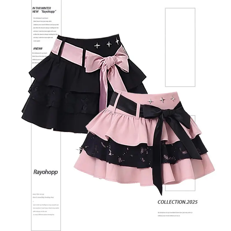 여름 프렌치 스윗 러플 플래드 스커트 여성 캐주얼 하이웨이스트 플리츠 A라인 미니스커트 프레피 스타일 스쿨걸 패션 신상