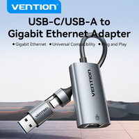 Vention USB C Ethernet Adapter for Laptop Macbook Samsung 1000/100Mbps 2 in 1 USB RJ45 Lan for iPhone 16 15 USB Network Card