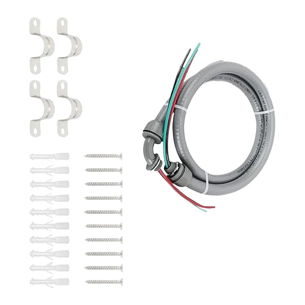 3/4 6ft Flexible Electrical Conduit With Grounding Assembly 10 Gauge Copper Wire Red Black Green For AC Sign Wiring