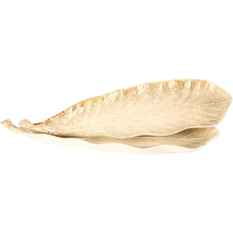 

Большое сервировочное блюдо, набор из 2 предметов для развлекательных фарфоровых подносов и тарелок с градиентным бежевым дизайном, 14,5-дюймовый салат с закусками