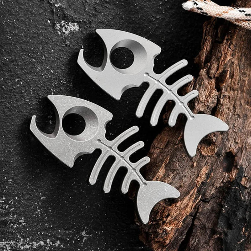 Titanium Alloy Fish Bone Keychain - Multifunctional Bottle Opener, Portable Necklace Gift For Outdoor Activities