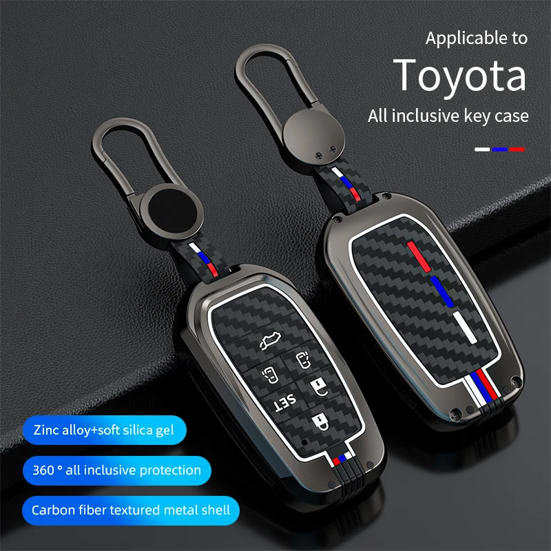 Alloy+Carbon Fider Car Key Case Holder Chain Toyota Alphard VELLFIRE 2012 PREVIA 2019 2020 2021 Car Interior Accessories