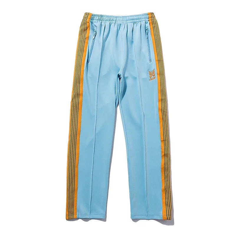 Arrival Pants Butterfly Embroidery Yellow Webbing Track Stripe Trousers Zipper Men Women Oversize New Blue Sweatpants