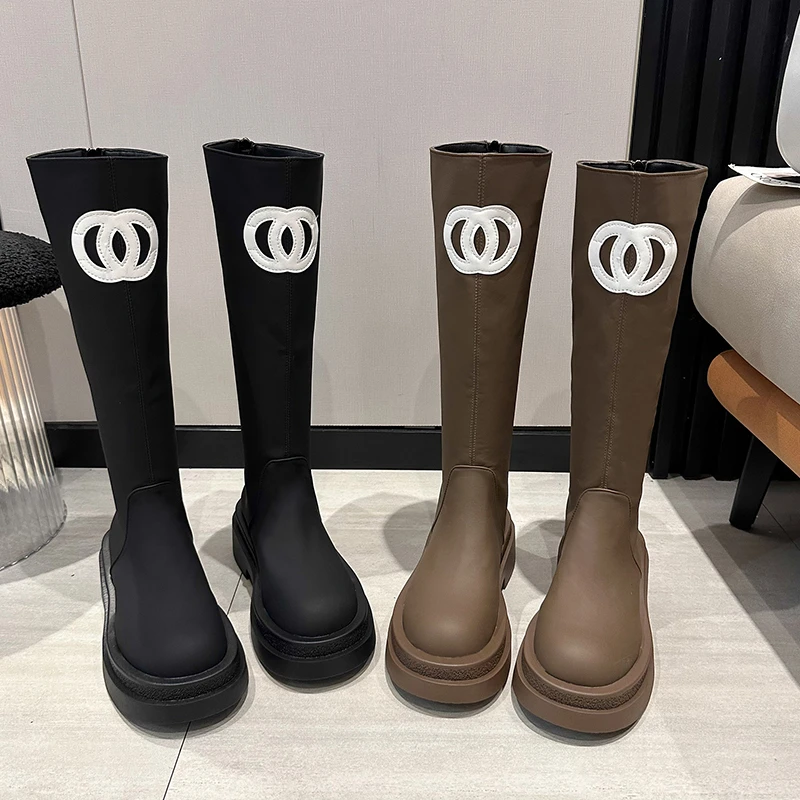 

Women Boots Fashion Outdoor High Tube Boots Women Thick-soled Waterproof Shoes Women Versatile Solid Color Over-the-knee Boots