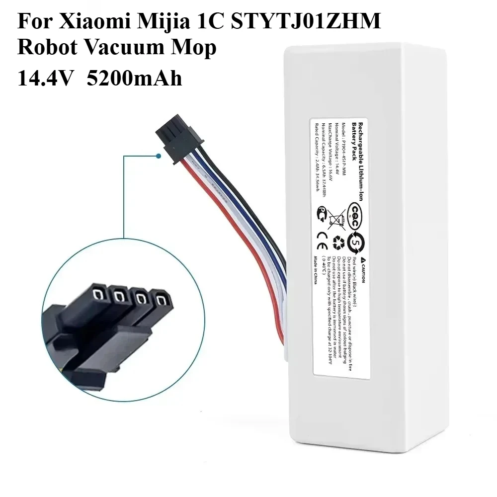 

New 14.4V 6500mAh P1904-4S2P-MM Battery –For Xiaomi Mijia 1C STYTJ01ZHM Robot Vacuum Mop, Durable Reliable Replacement Accessory