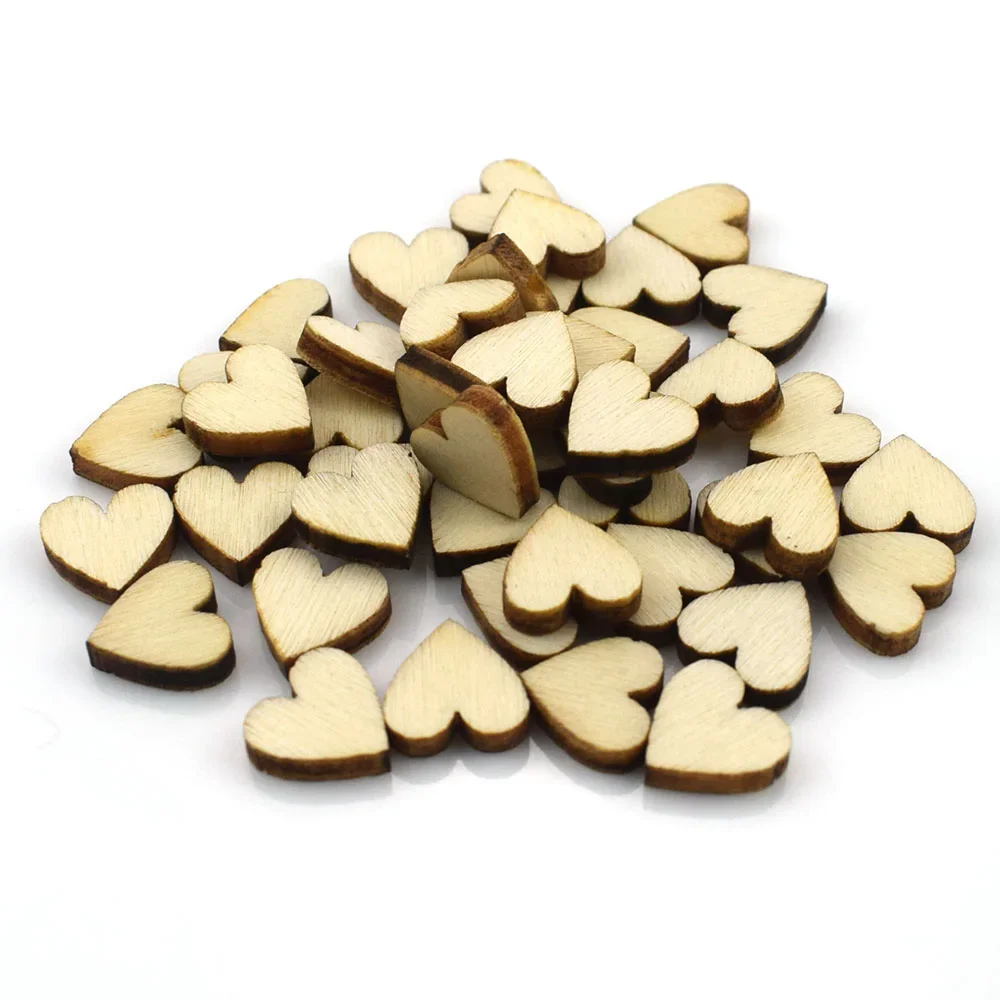 100PCS 10MM Heart Cute Wood Buttons Sewing Scrapbooking Wooden Crafts Clothing Home Gift Decor Scrapbooking Accessories