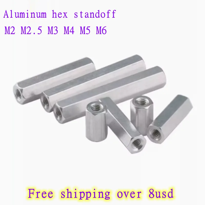 5pcs-10pcs/lot M2 M2.5 M3 M4 M5 M6 *L Hex aluminum standoff spacer Stud extend long nut  L=6 TO 50