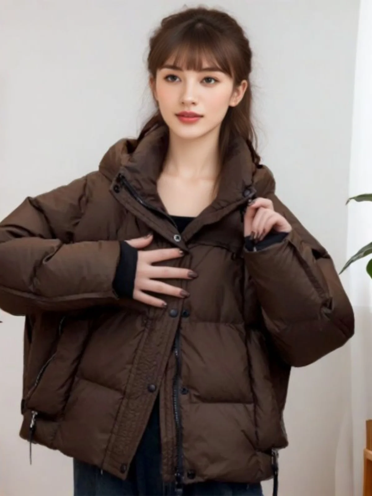 

Women's ort Thiened Cotton Jaet 2026 Winter New Korean Sle Versatile Loose Outerwear Small Cotton Coat for ort People
