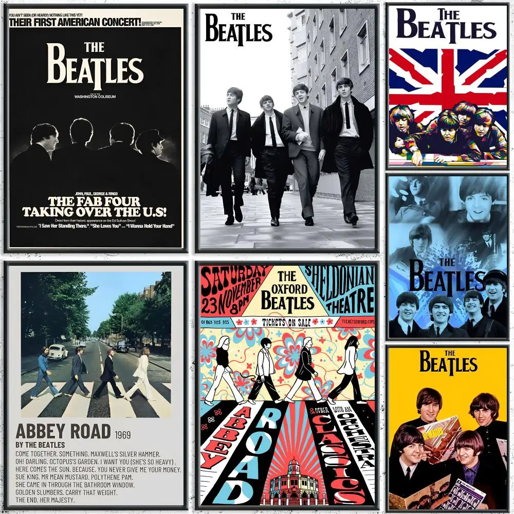 Classic Band T-The BeatlesS Poster HD Self-Adhesive No Residue After Removal Ideal for All Kinds of Wall Decor