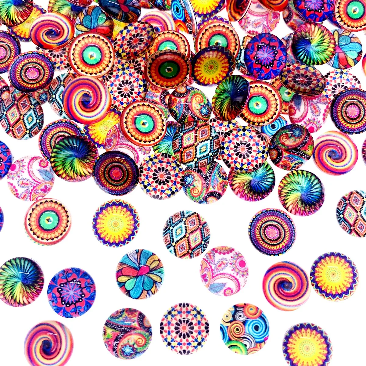 From 8mm To 25mm Mixed Retro Datura Flowers Round Glass Cabochons Flatback Photo DIY Earrings Rings Bracelet Making Accessories