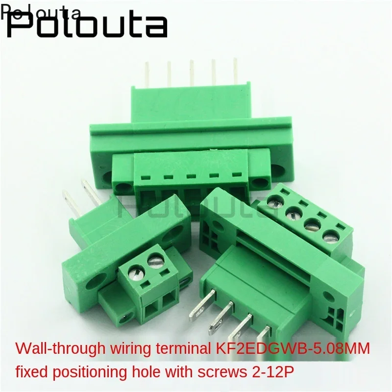 Computer Components Connector KF2EDGWB-5.08 Throughwall Terminal Block Female 2/3/4/8/9/10/12P Plug-in Type With Ear Screw Fixed