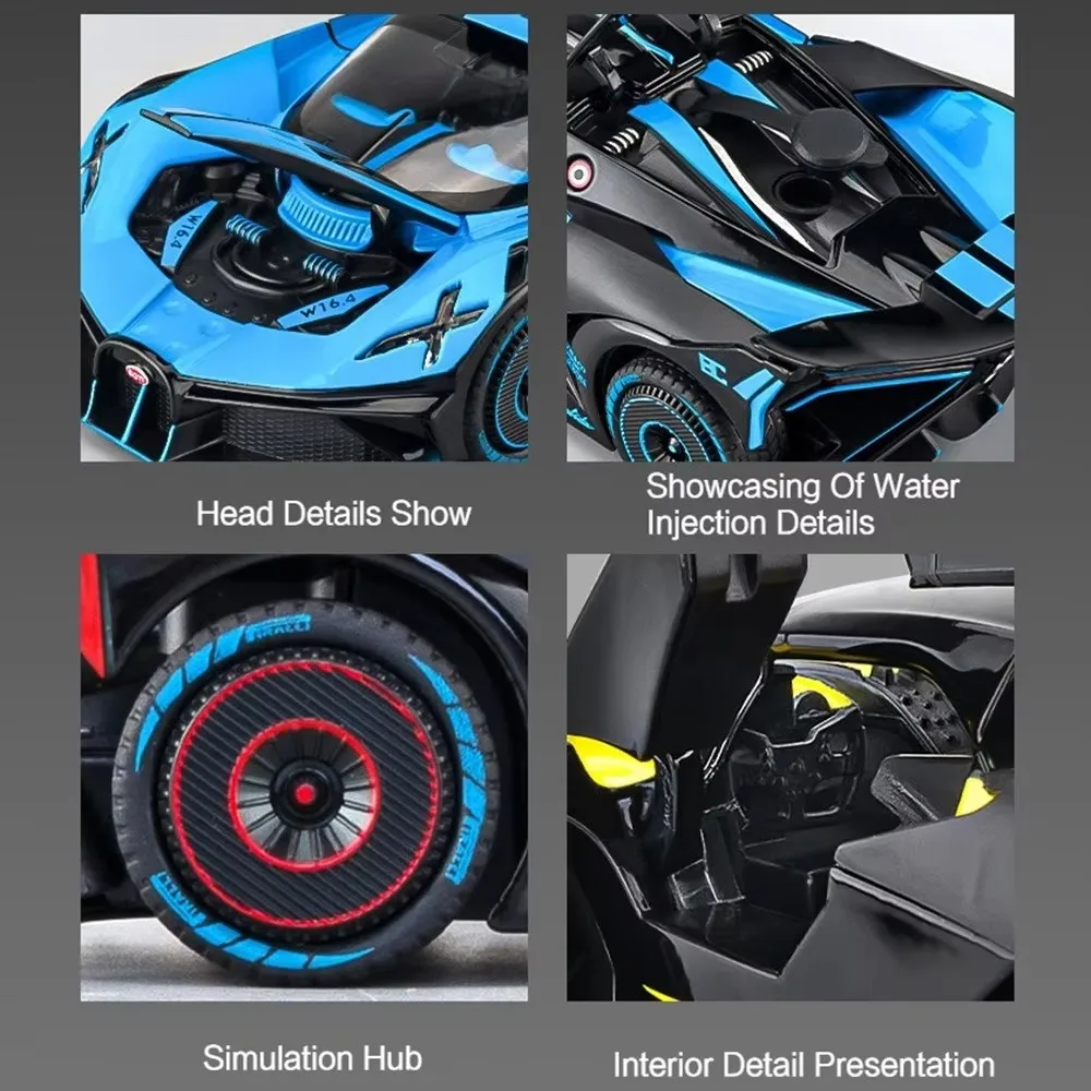 Modelo de aleación de Bolide Revuelto 1:24, coche de juguete fundido a presión, puertas abiertas, luz de sonido, vehículo en miniatura extraíble, regalo de cumpleaños para niño y adulto