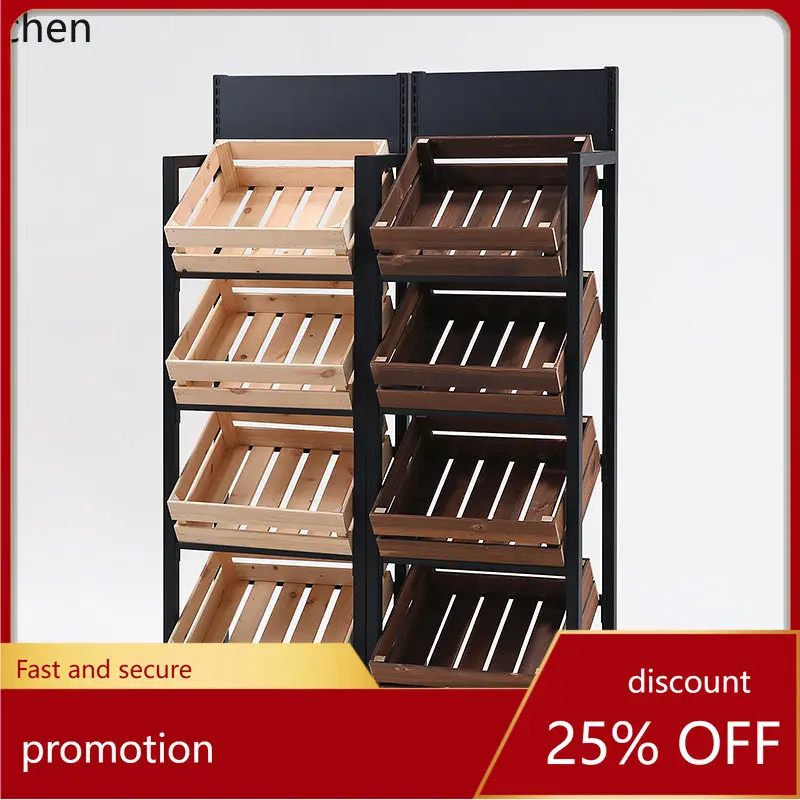 HT Fruit Store Shelves Vegetable Shelves Display Cabinet Storage   Rack Fresh Supermarket Fruit and Vegetable Multi-layer Rack