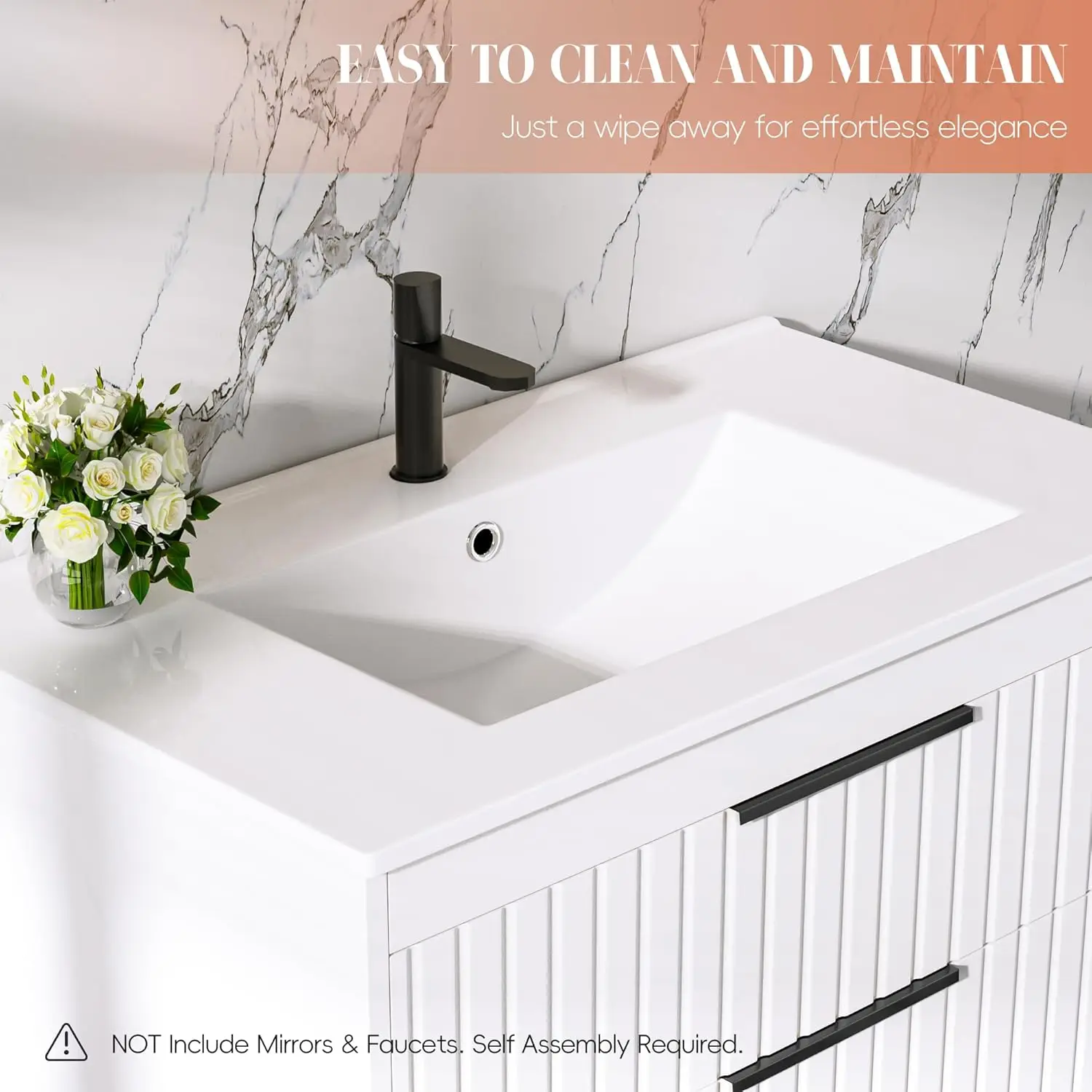 30" Bathroom Vanity with Sink, Floating Vanity Bathroom Sink Cabinet Wall Mount, Soft-Close Function 2 Large, Customized 6