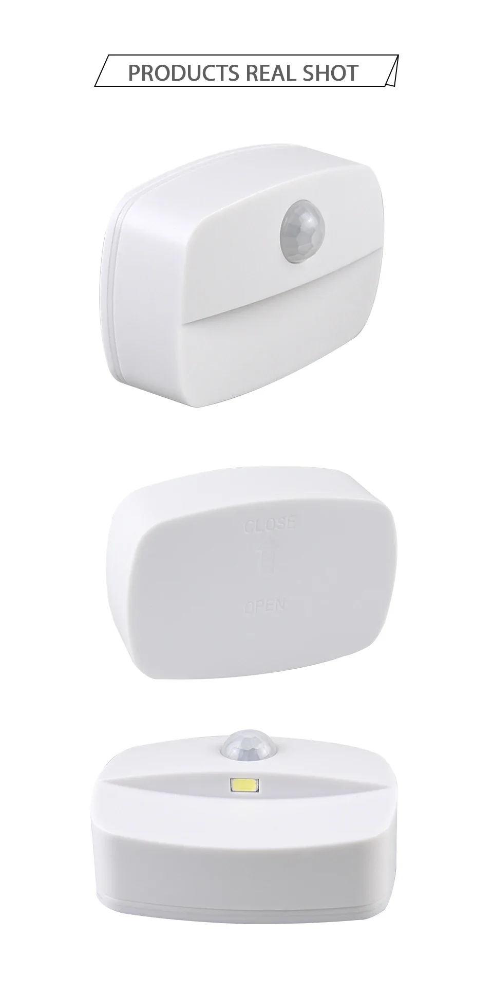 Stick on PIR Motion Sensor LED Night Light Battery Operated Nightlight for Bathroom Hallway Stairs Closet Cabinet Bedroom Decor
