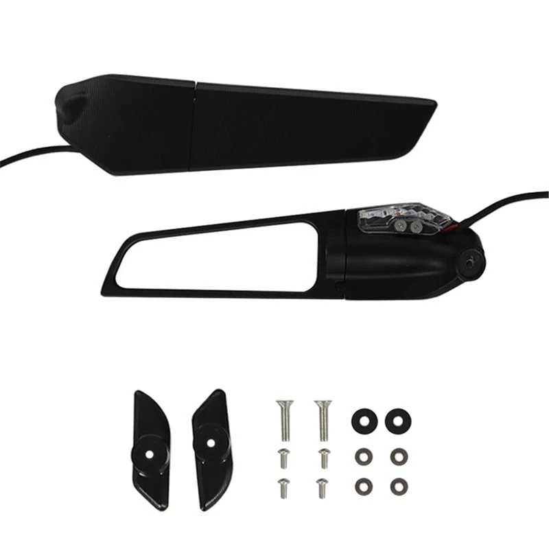 ac29-Side Mirror Winglet With Lights Adjustable Rotating Rearview Mirrors Wind Wing For DUCATI Panigale 959 1299 2016-2020