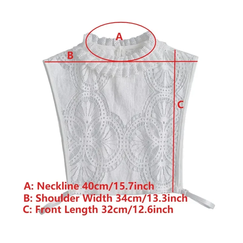 레이스 플로럴 가짜 칼라 여성용 반셔츠 탈부착 가능한 칼라 러플 탈부착 가능한 장식용 칼라 스웨터 액세서리