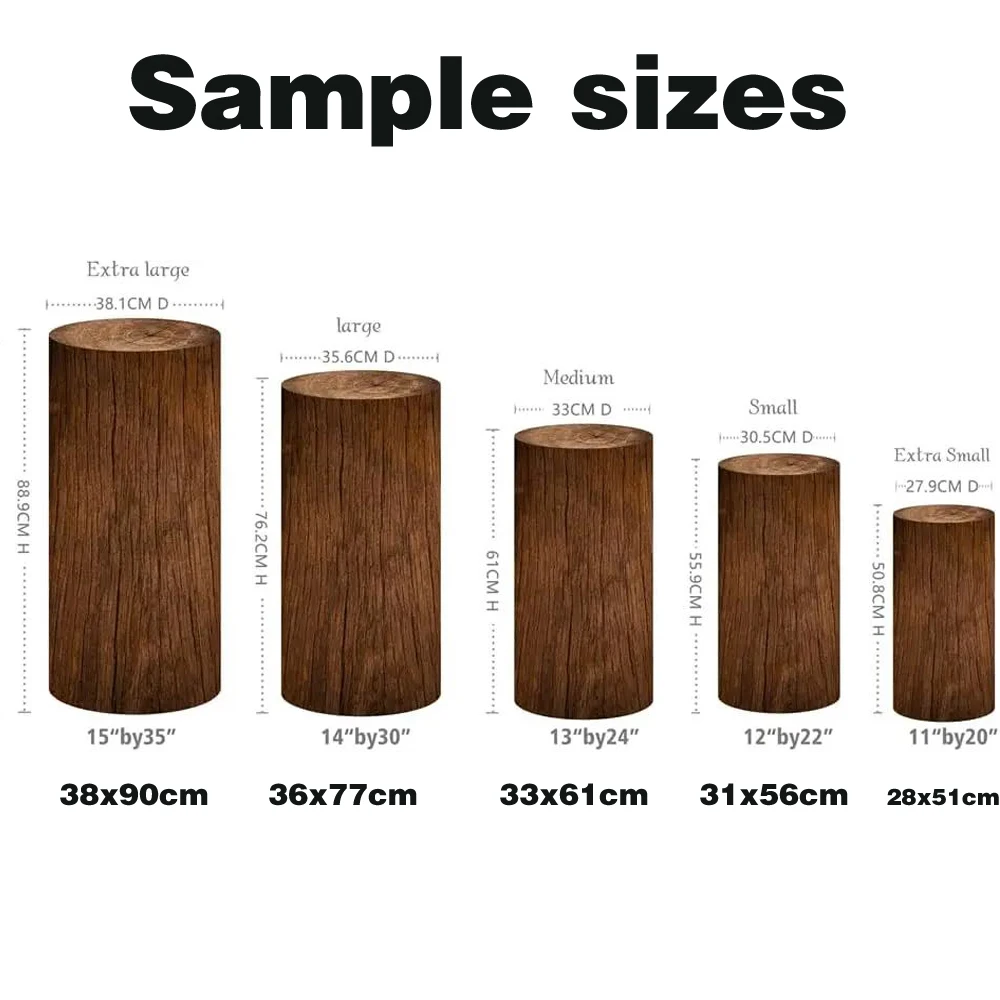 Spandex Pillar Covers for Metal Cylinder Pedestal Stands - 5 Pieces - Tree Bark Covers Only