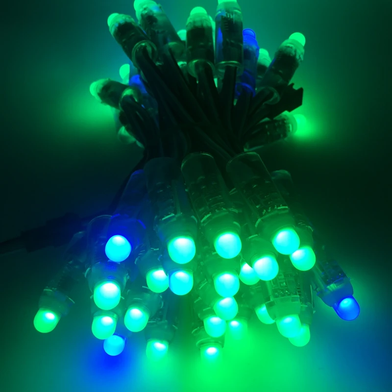 50pcs DC5V/DC12V 12mm WS2811 IC RGB Led Pixel Module String Black wire Waterproof IP68 Digital Full Color LED Pixel Light