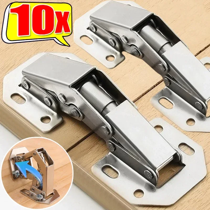 

2/10PCS 90 Degree Steel Cabinet Hinges No-Drilling Buffer Hinge Kitchen Cabinet Cupboard Hinges DIY Furniture Hardware Tools