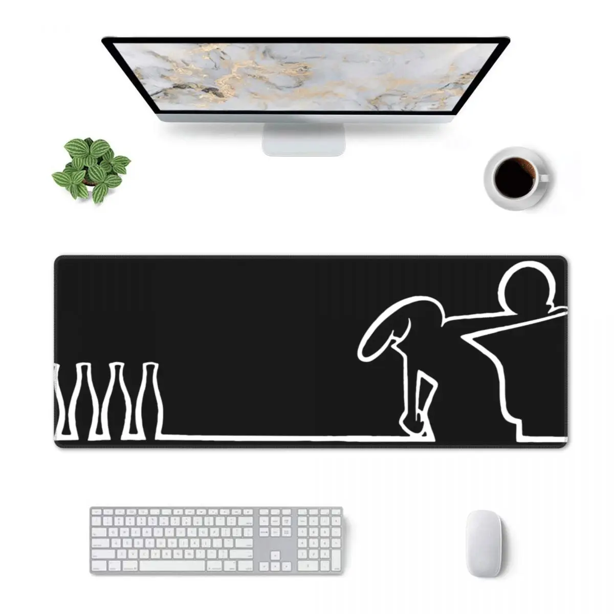 La Linea Bowling Gaming Mauspad Tastatur Tischmatten Badum Linus Lineman 90x40cm Gummi Mousepad für Gamer