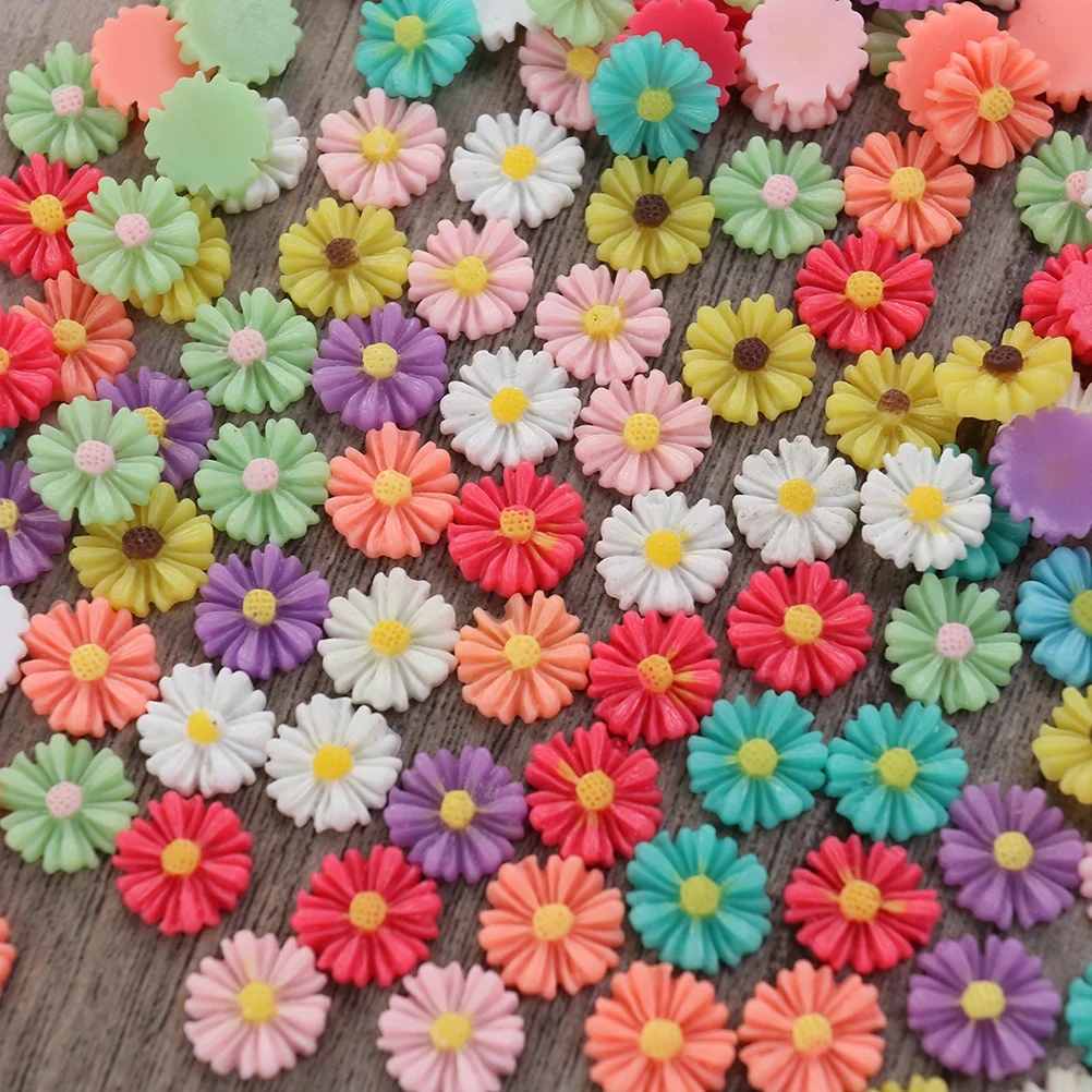 

200Pcs Small Daisy Flower Resin Flatback Cabochons 13mm Mixed Colors DIY Jewelry Scrapbooking Phone Decoration