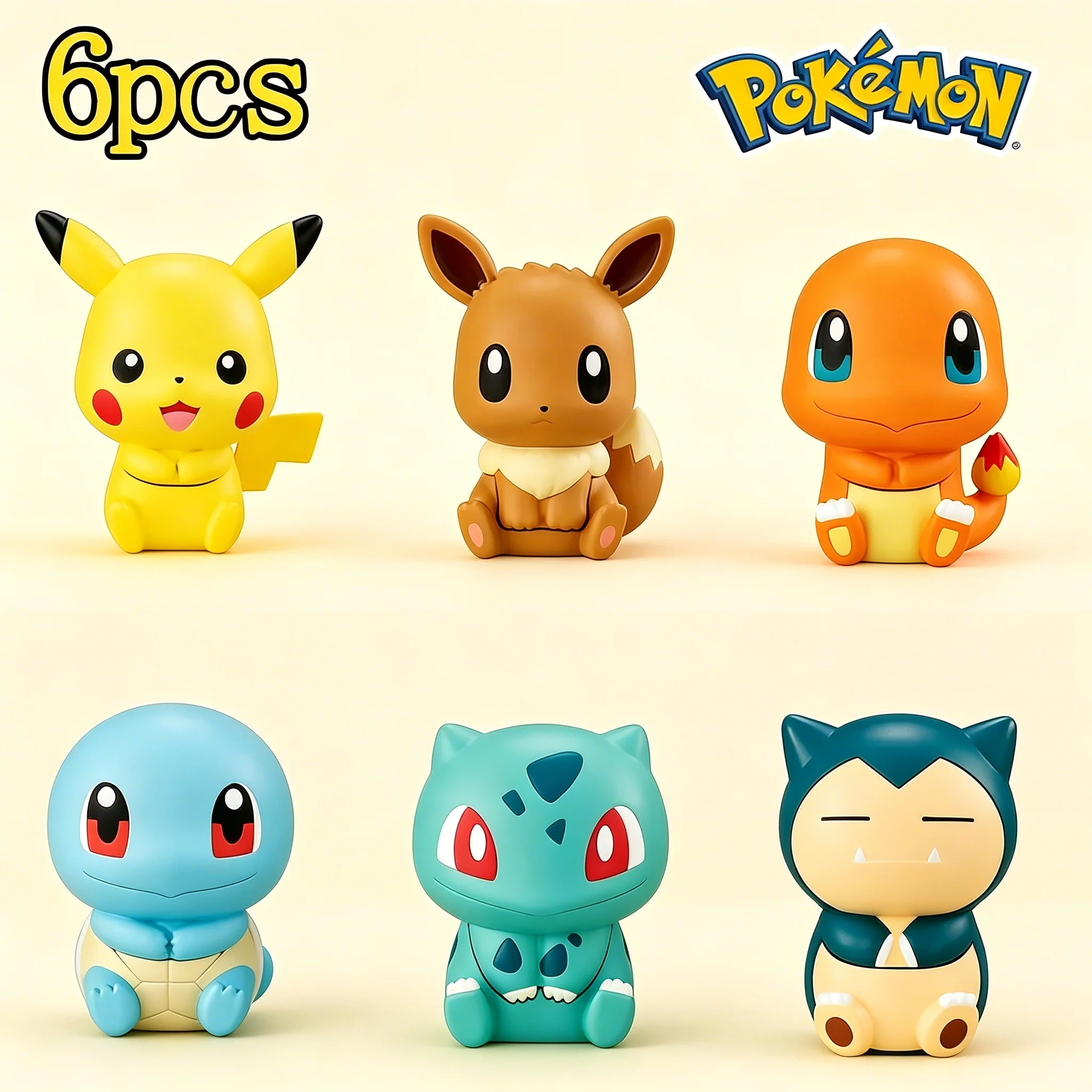 

6Pcs New Pokemon Figure Pikachu Charmander Squirtle Cartoon Model Toys Gift for Boys Girls Kids Mini Statue Action Figure Set