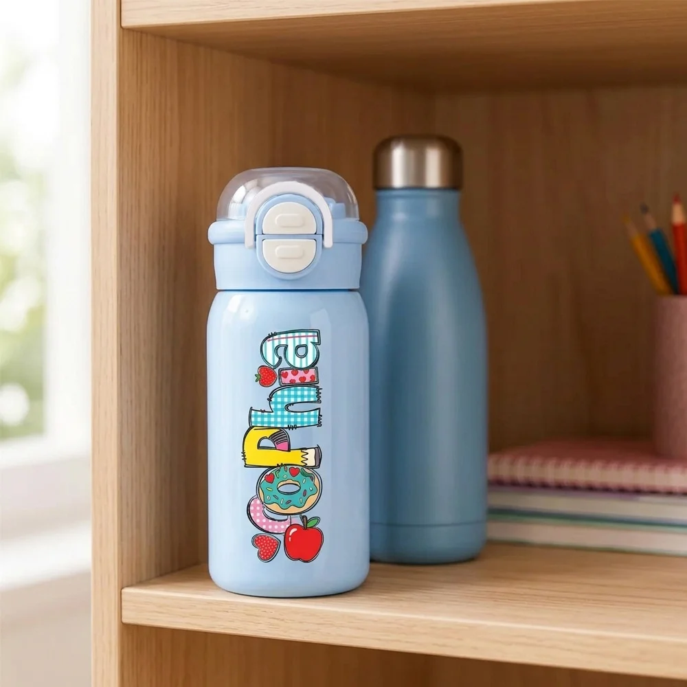 Custom Name Kids Insulated Water Bottle, Straw Type Stainless Steel Drinking Cup,Personalized Back‑to‑School Gift for Boys Girls view 4