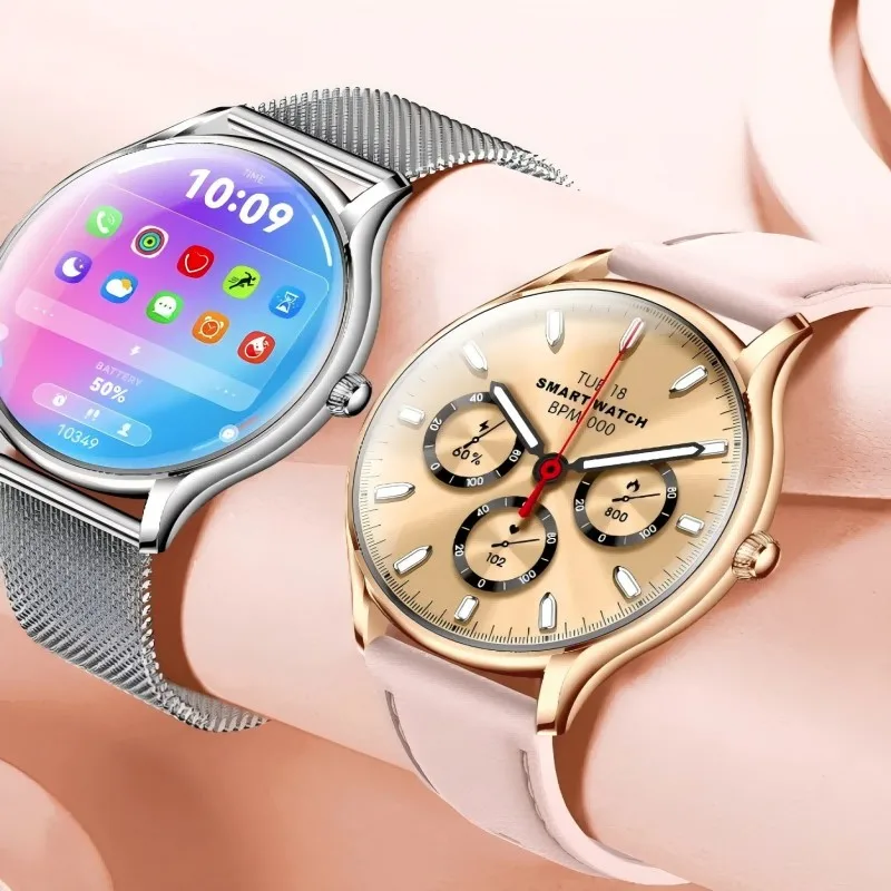 New 3D Stereo Menu Ultra-thin Smart Watch Women 1.43 Inch AMOLED HD Screen Bluetooth Calls Female Life Cycle Health Monitor