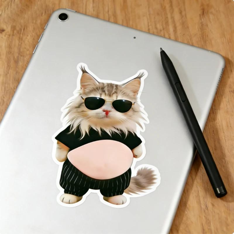 3D クール&スタイリッシュな猫の腹ステッカー ソフトシリコン素材 携帯電話ケース、車の装飾、家の装飾、誕生日パーティーの記念品に最適