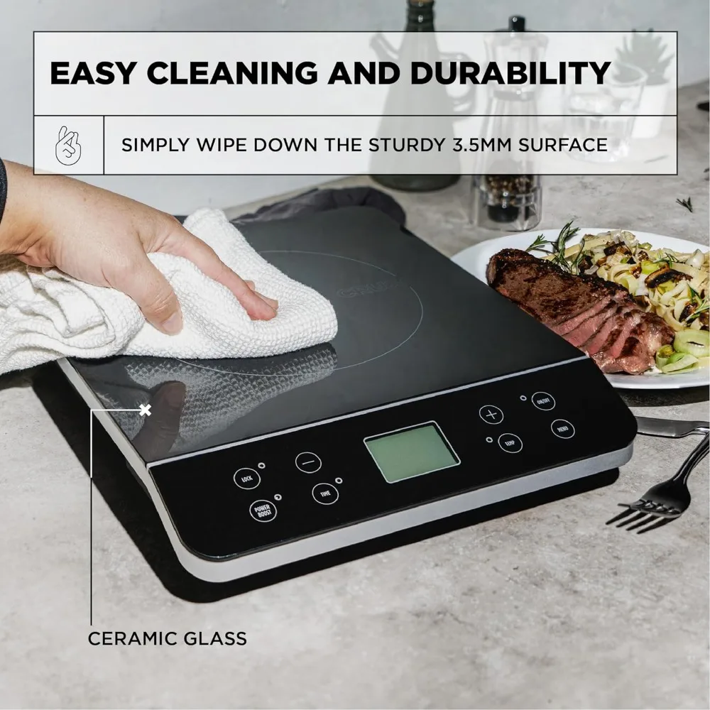 Induction Cooktop, Electric Hot Plate, Programmable Single Burner with Touchscreen LCD Display, Temperature Control, 1800 W